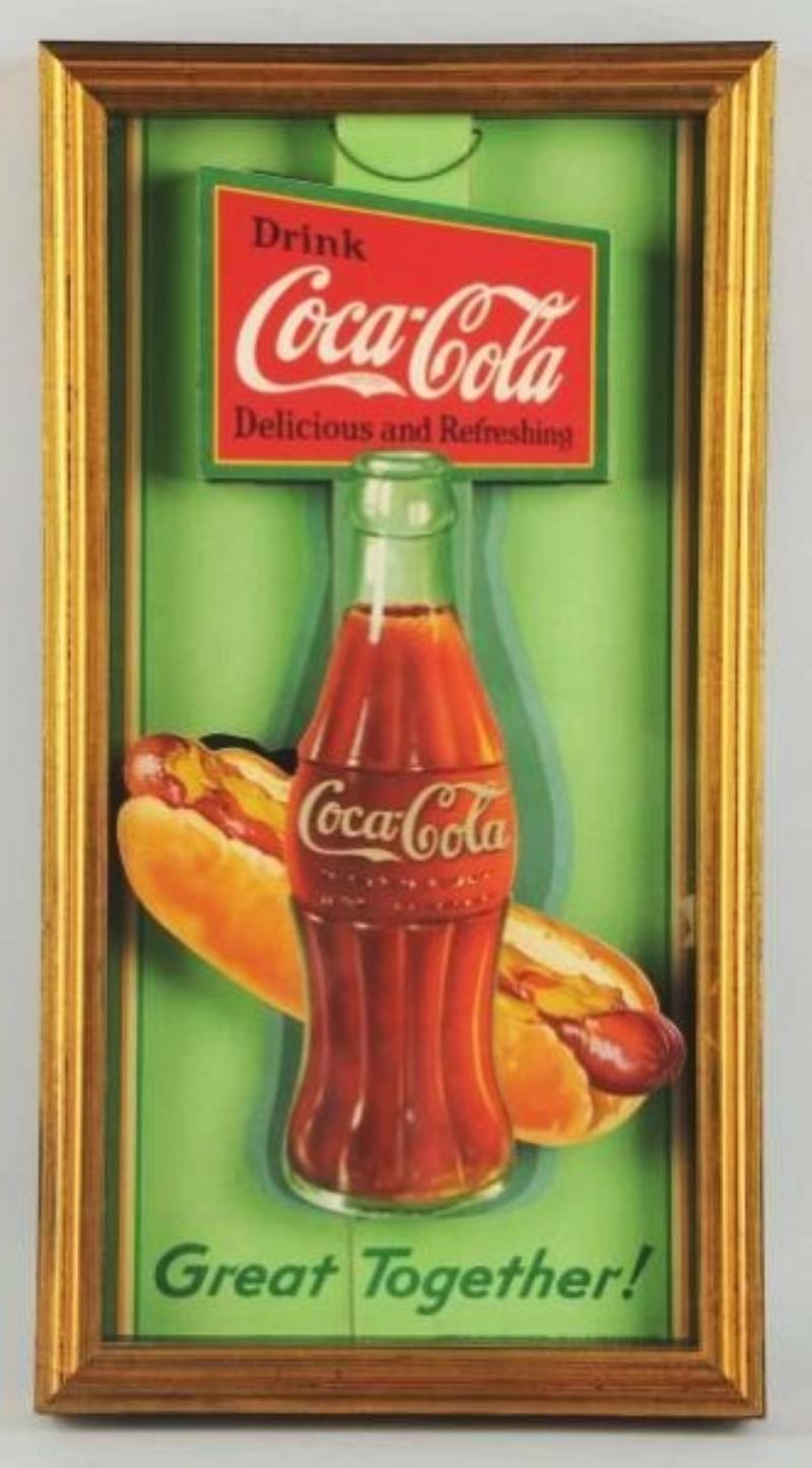 1932 Coca-Cola 3-D Hot Dog Display Sign.