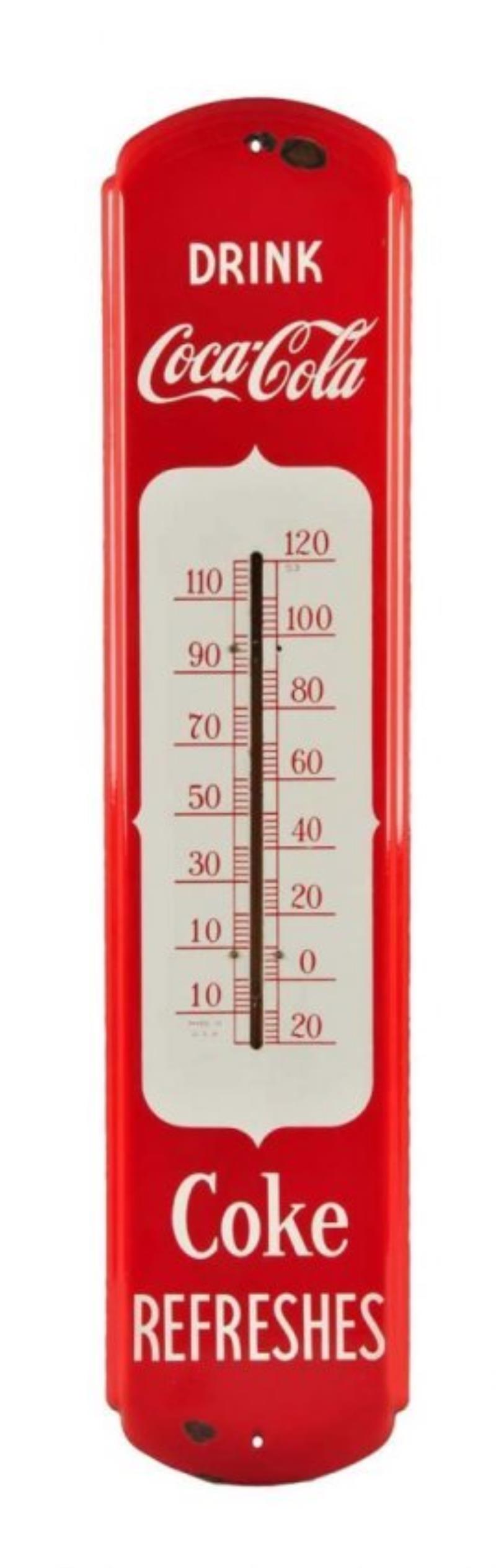 Scarce 1950's Coca - Cola Porcelain Thermometer