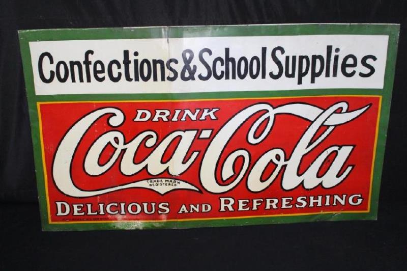 1927 DRINK COCA COLA CONFECTIONS TIN SIGN
