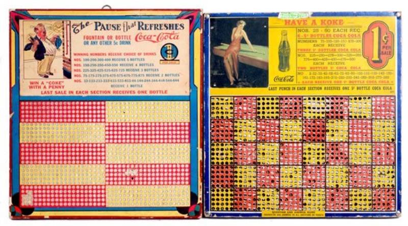 2 CIRCA 1940S COCA-COLA PUNCHBOARDS