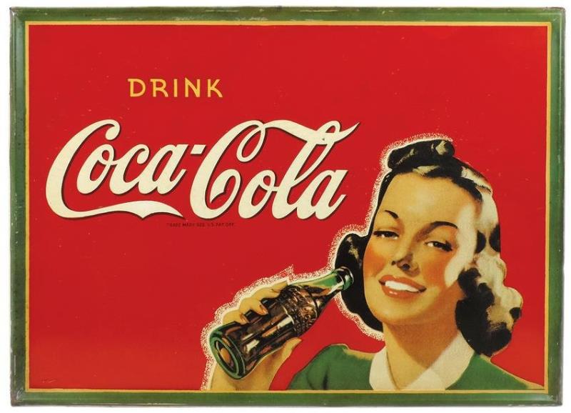 Coca-Cola Sign, "Drink Coca-Cola" pretty brunette