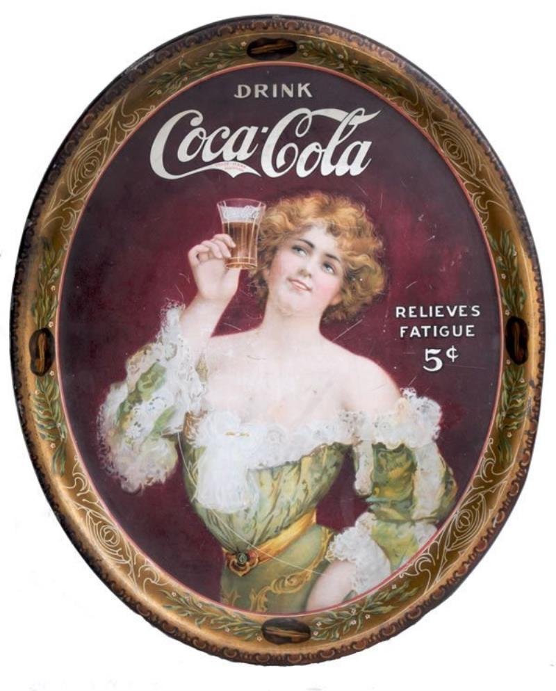 1907 LARGE OVAL COCA-COLA SERVING TRAY