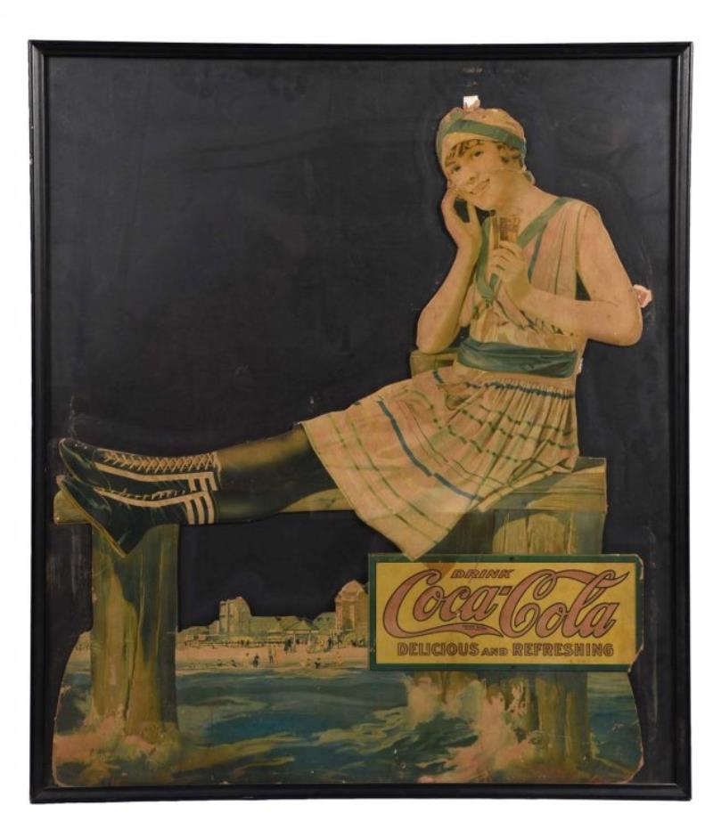 Early Coca-Cola Diecut Flapper Girl Sign.