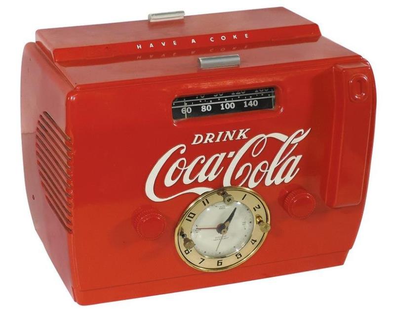 Coca-Cola Cooler Clock Radio, Rare, red plastic,
