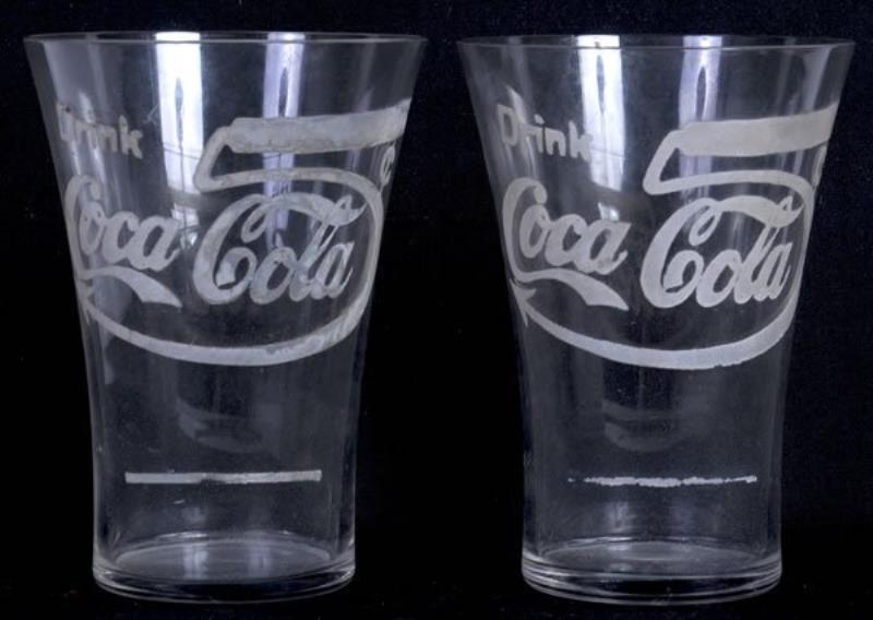 SET OF 2 COCA-COLA LARGE 5 CENTS FLARE GLASSES