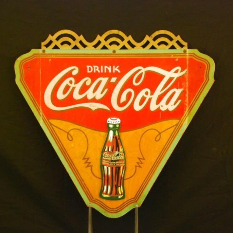 Coca-Cola Triangle Wooden Sign 1930s