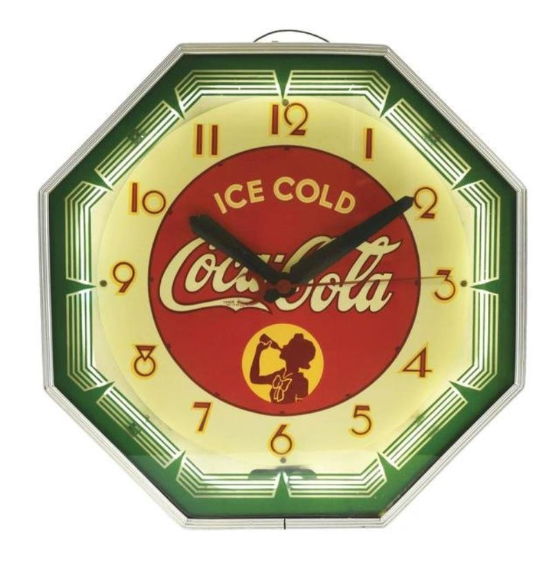 1930'S COCA-COLA NEON ADVERTISING CLOCK