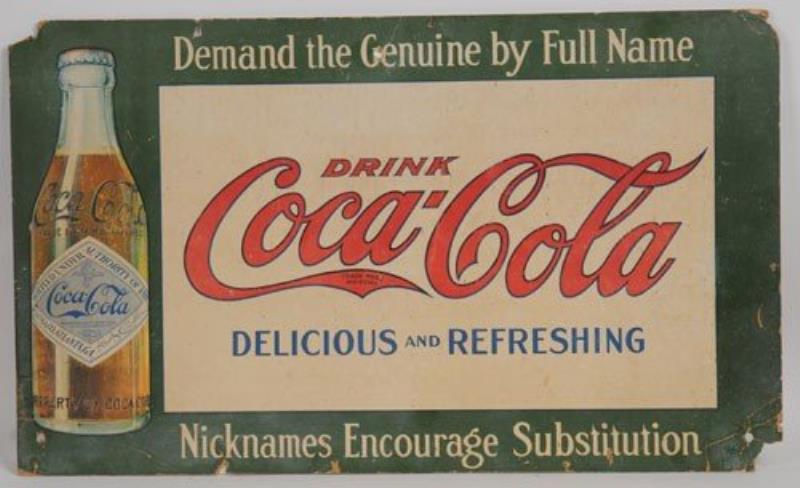 CIRCA 1907 COCA-COLA CARDBOARD SIGN
