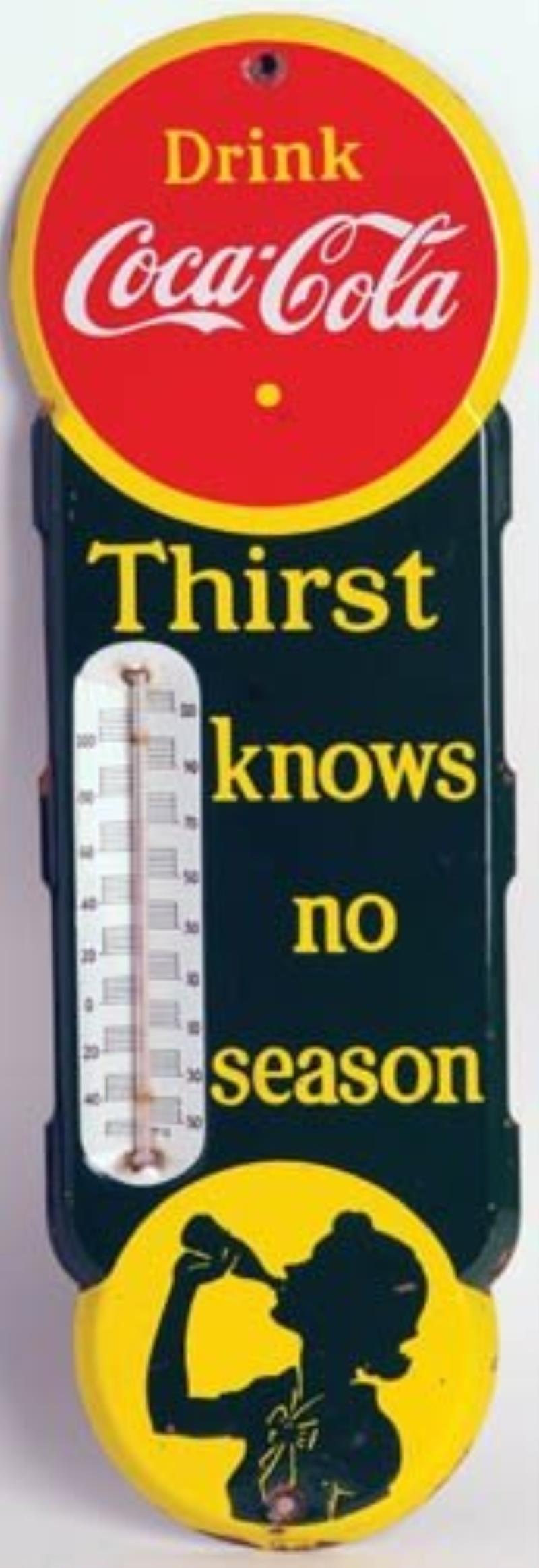 1939 COCA-COLA THERMOMETER 18" PORCELAIN