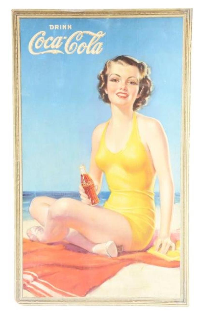 1937 Large Coca-Cola Bathing Girl Poster.