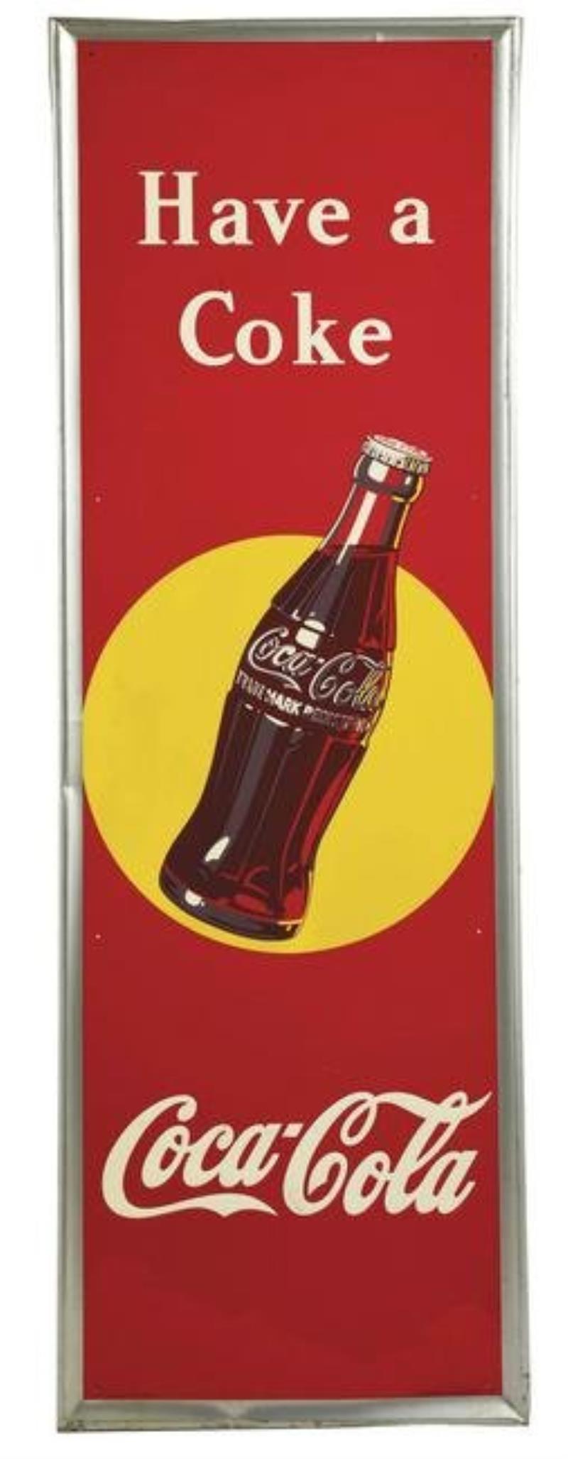 EMBOSSED ALUMINUM COCA-COLA VERTICAL SIGN
