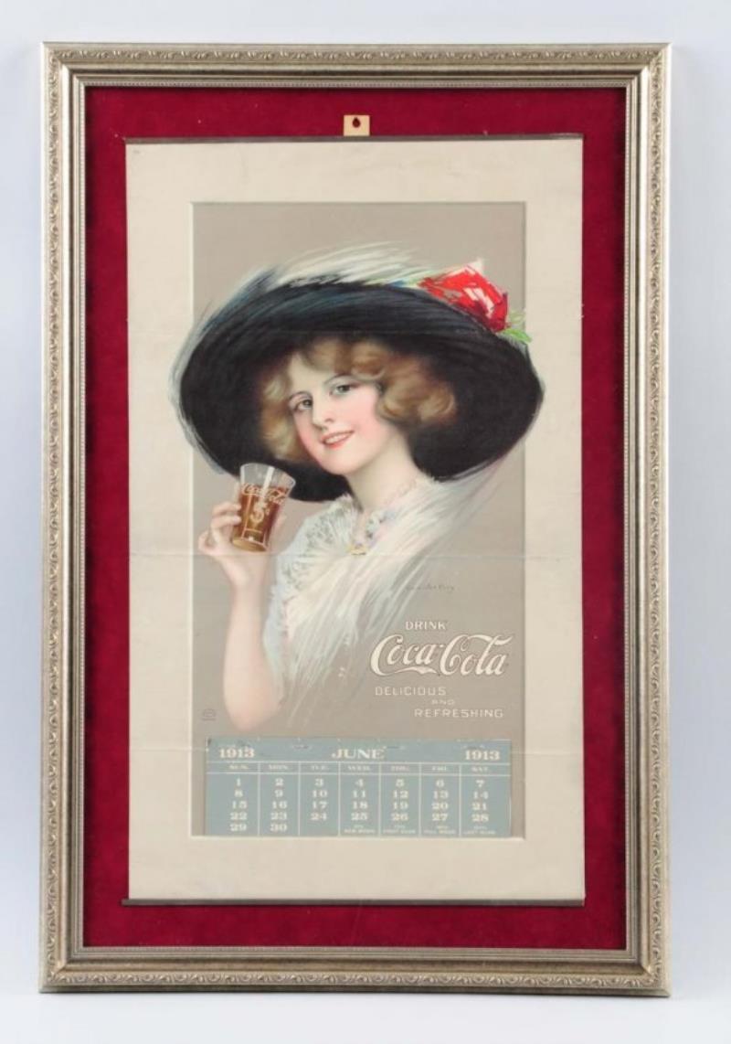 Framed 1913 Coca Cola Calendar.