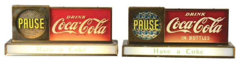 COCA-COLA PAUSE LIGHT-UP COUNTER TOP SIGNS.