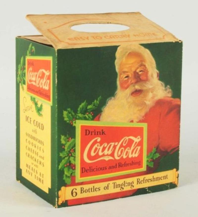 Cardboard Coca-Cola 6-Pack Carrier with Santa