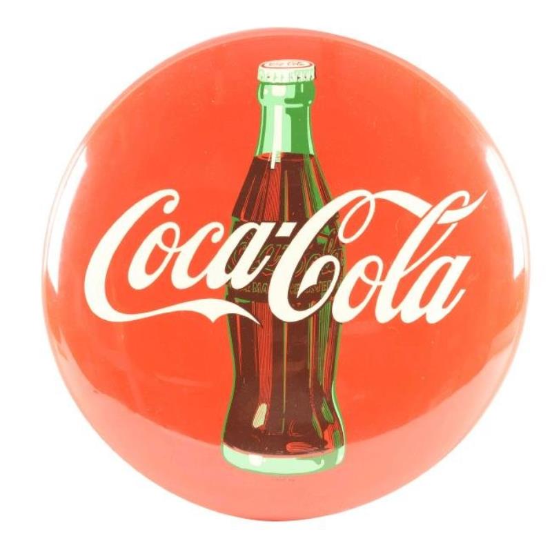 Coca-Cola Tin Button Sign In Original Box.