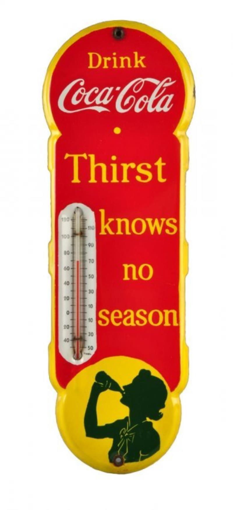 Circa 1940 Coca - Cola Porcelain Thermometer