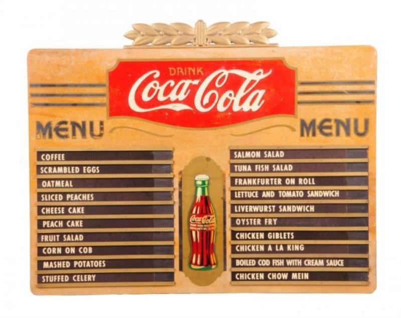 1930's Coca - Cola Plywood Menu Board