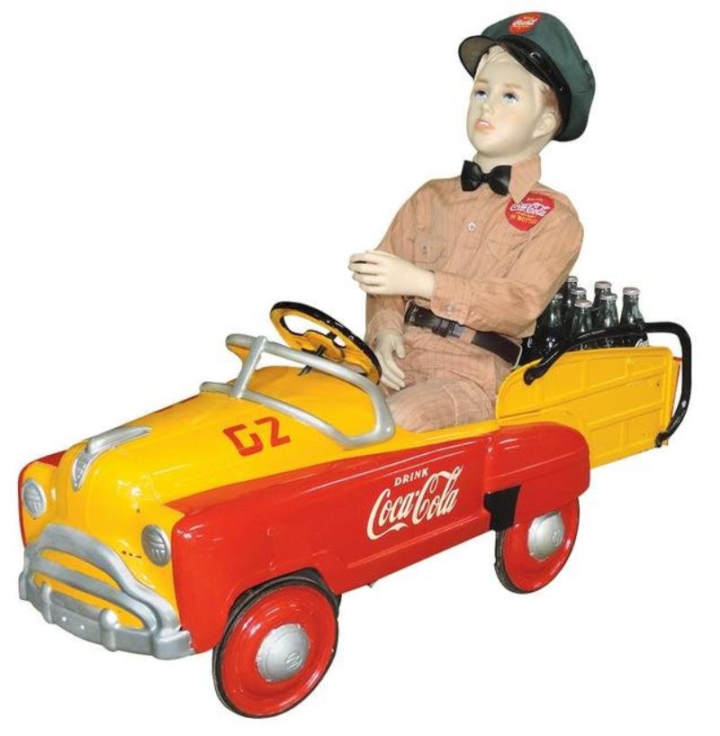 Coca-Cola pedal delivery truck, mfgd by Murray, seated