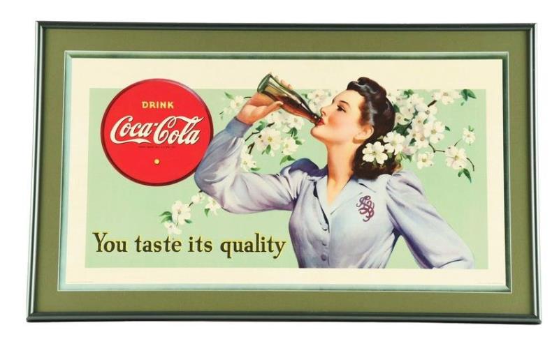 1942 COCA-COLA CARDBOARD SIGN.