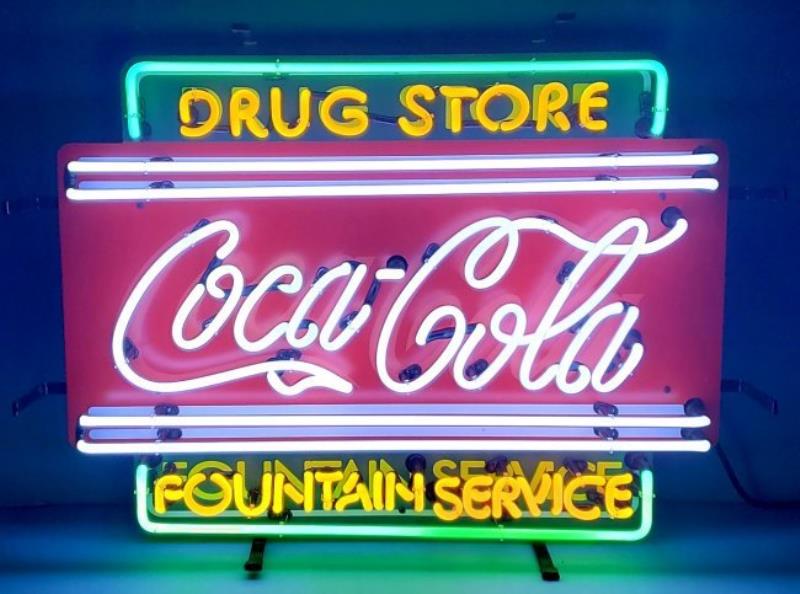 Coca Cola Drug Store Fountain Service neon