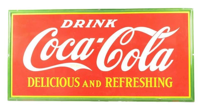 Drink Coca Cola Delicious & Refreshing Porcelain Sign