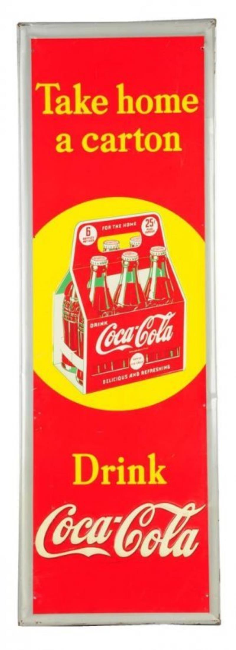 1942 Coca - Cola Embossed Tin Sign.