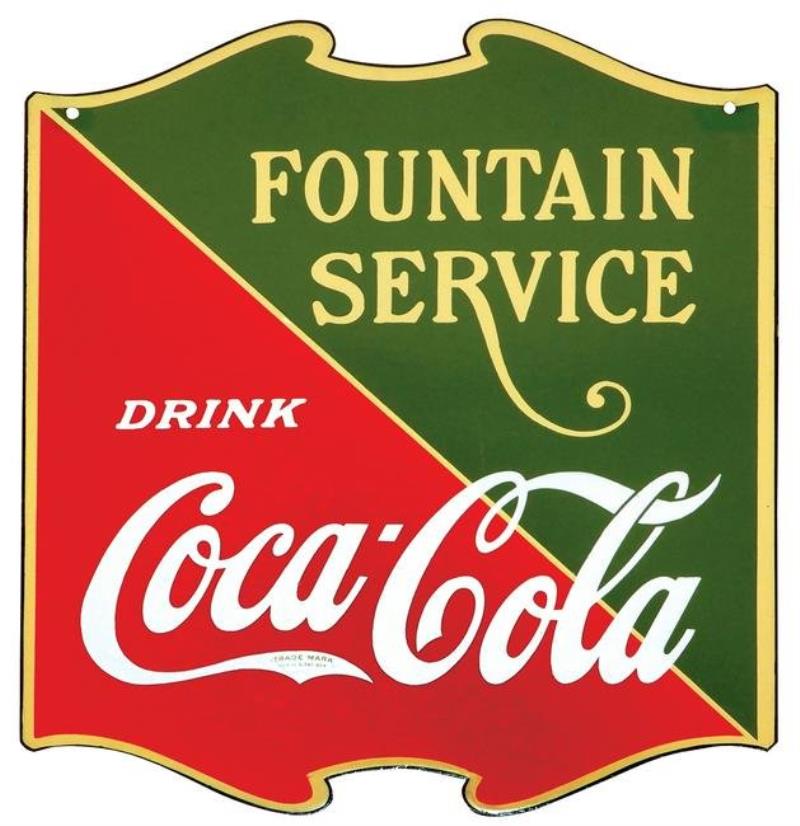 Coca-Cola "Fountain Service" Hanging Sign, double-sided