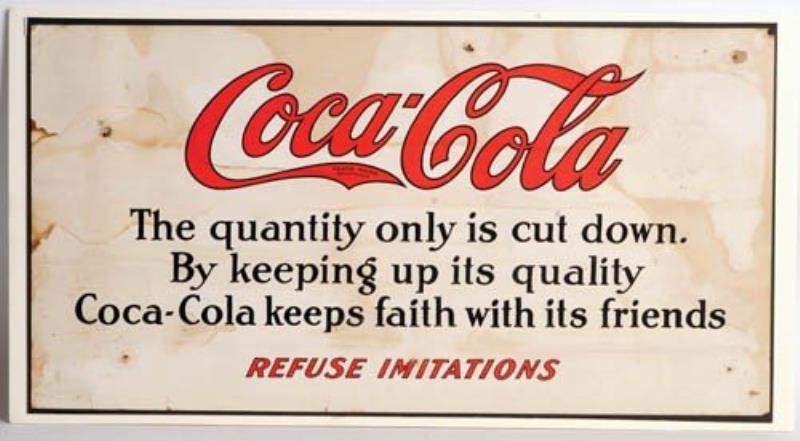 C.1918 COCA-COLA TROLLEY SIGN "REFUSE IMITATIONS"