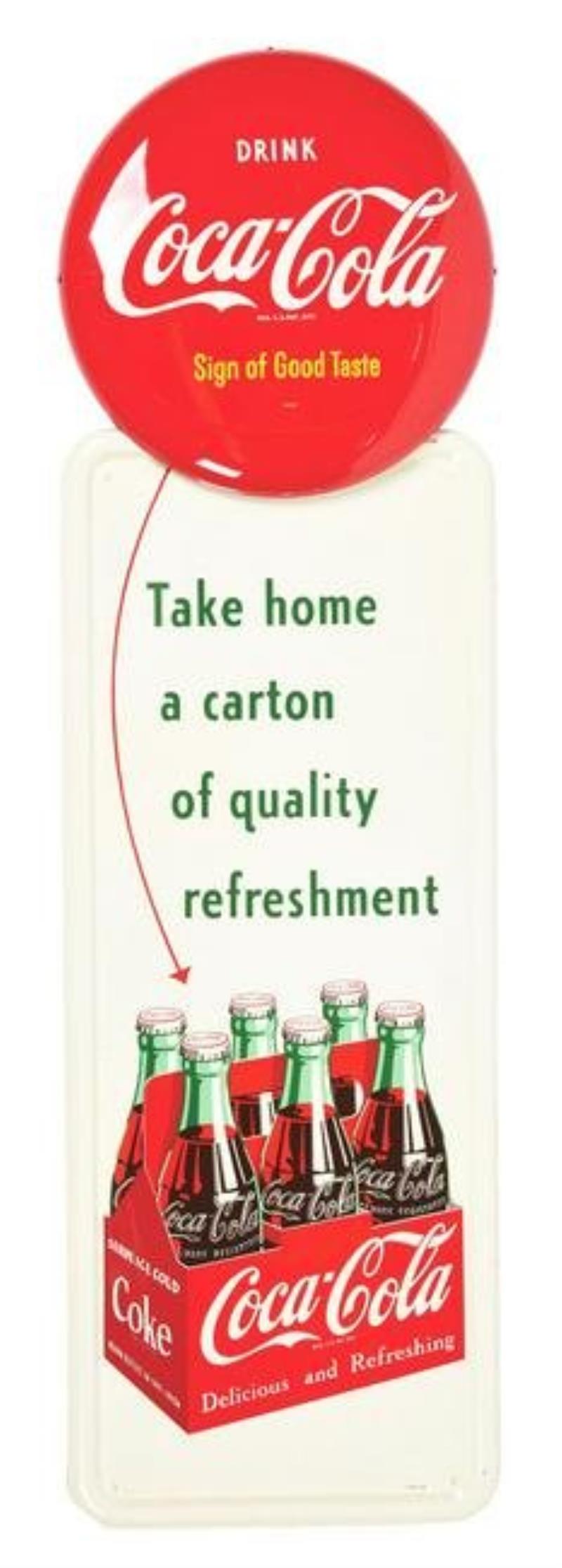 SINGLE-SIDED SELF FRAMED TIN SIGN ADVERTISING COCA-COLA