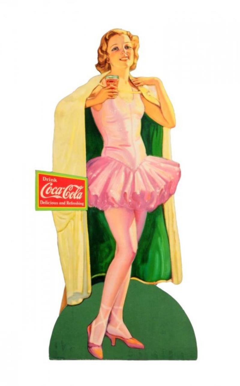 1930's Rare Coca-Cola Trapeze Girl Cutout.