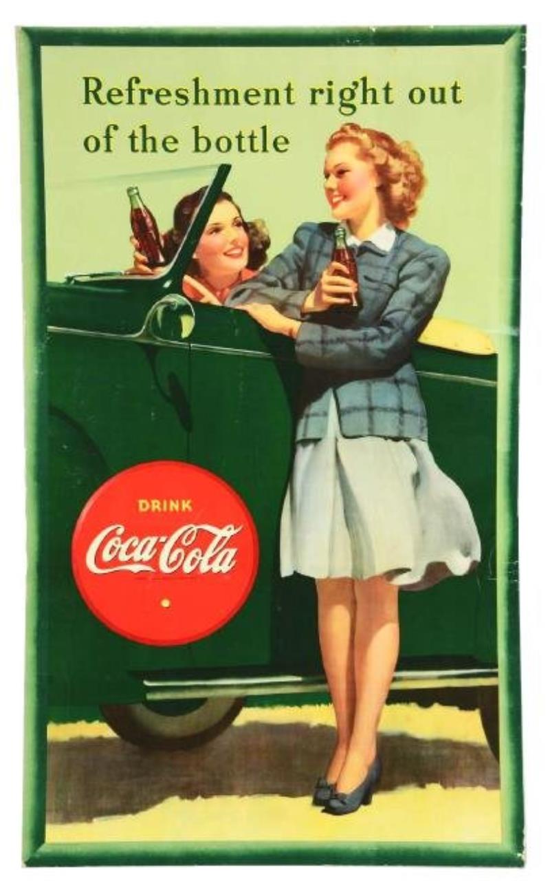 Coca-Cola Automobile Cardboard Advertising Sign