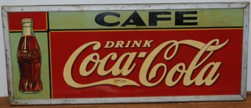 1936 COCA-COLA CAFÉ TIN SIGN