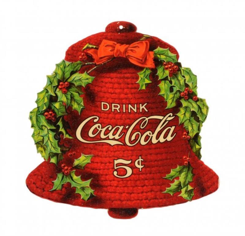 Coca-Cola Cardboard Christmas Diecut Bell.