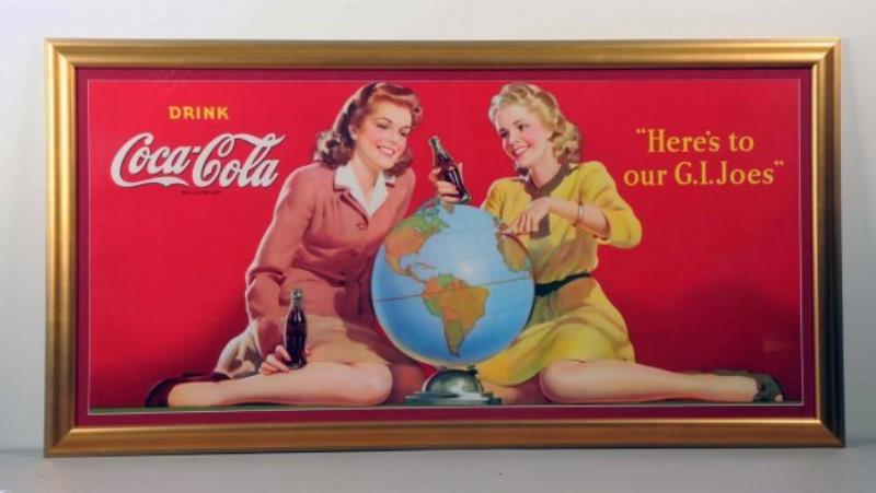 1940s Coca-Cola "Here's to OUr G.I. Joes" Sign.