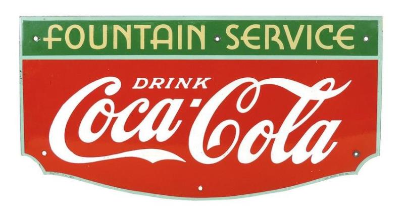 Coca-Cola Fountain Service sign, diecut porcelain,