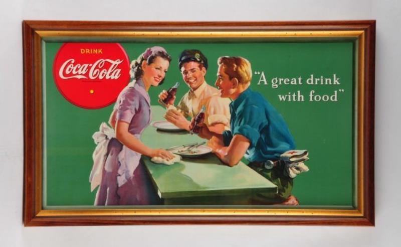 1942 Coca Cola Cardboard Advertising Sign.