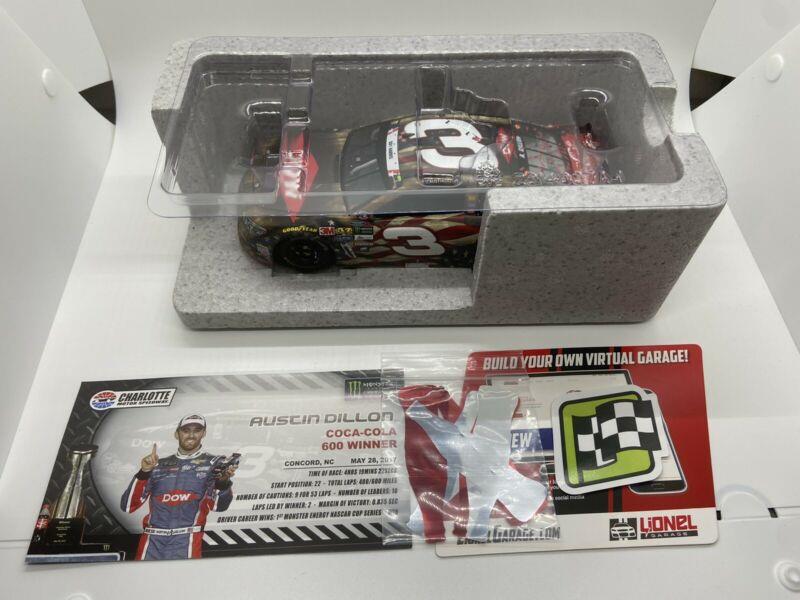 RARE 2017 Austin Dillon #3 DOW Salutes Charlotte Coca Cola 600 Raced Version Win