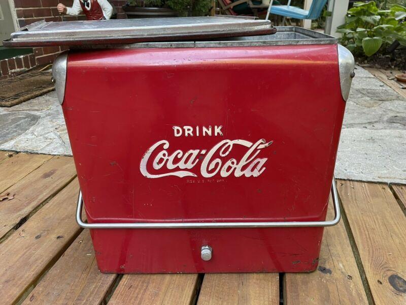 1950/60s Vintage Coca-Cola Metal Coke Cooler with Ice Tray