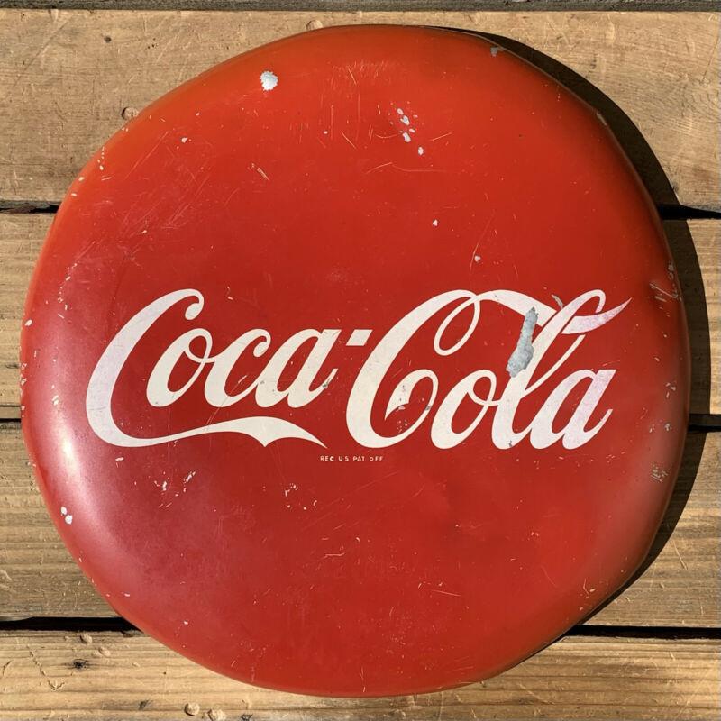 Vintage 12” Coca-Cola Button Advertising Sign F/S