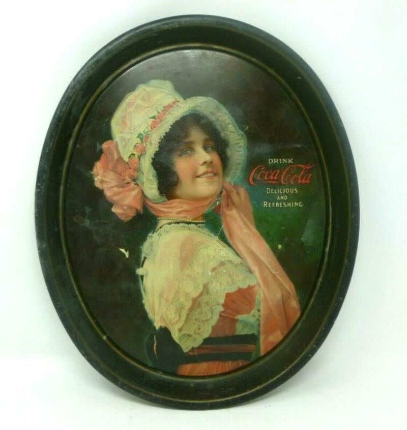 Original 1914 Betty Coca Cola Coke 15 " Oval Tray