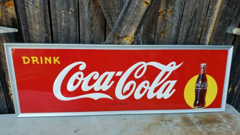 1948 Coca-Cola Horizontal Sign. Clean! 54inx18in. 9+ Condition!