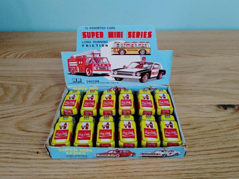 1950's Coca-Cola Super Mini Series Set In Original Box 2" Tin Japan Friction