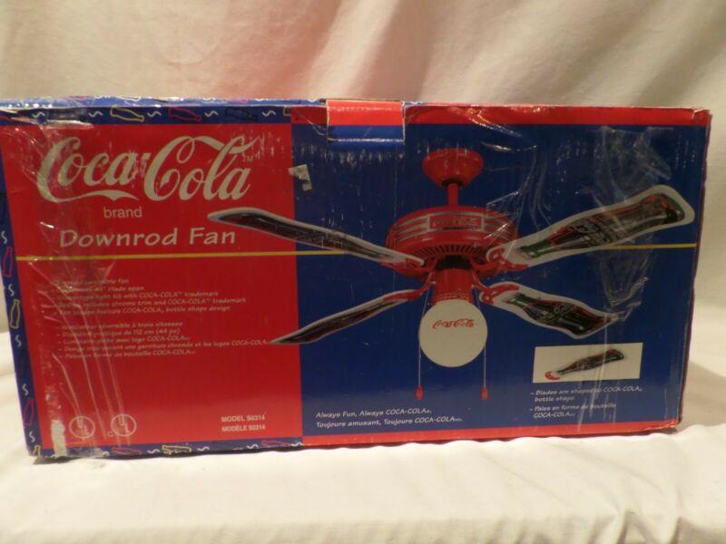 RARE-VINTAGE 1998 "COCA-COLA" CEILING FAN 44" BLADES / COKE GLOBE GLASS / METAL