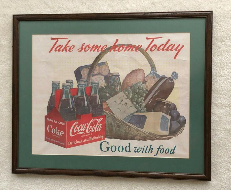Vintage, Original, 1950s Coke Coca Cola "Take Some Home Today", Cardboard Sign