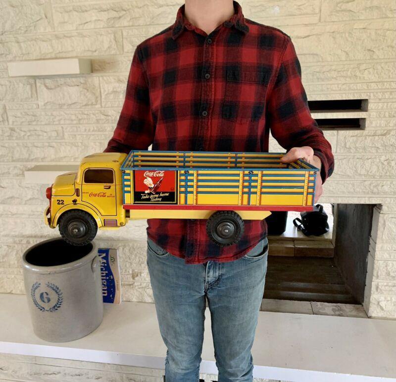 Vintage Large 18” MARX COCA COLA SPRITE BOY Pressed Steel & Tin Litho Truck NICE