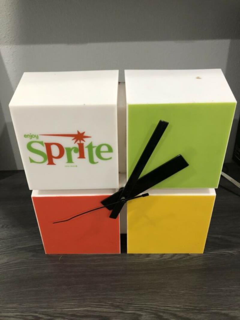 Vintage Sprite Soda Light Up Clock Ingress Mid Century