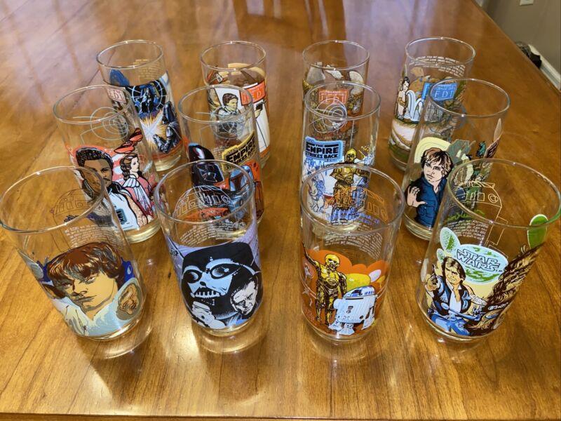 Complete Set of 12 Burger King Coca Cola Star Wars Glasses 1977-1983 ESB ROTJ