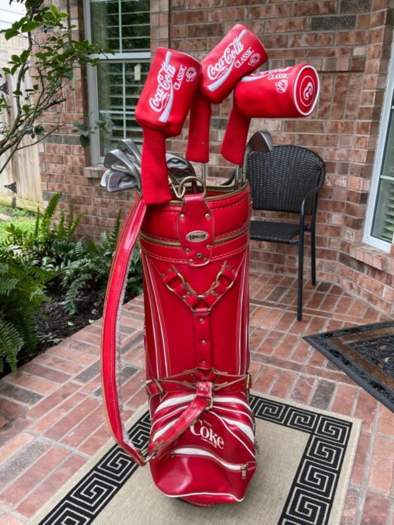 Vintage Ron Miller Coca Cola Coke Golf Bag with Complete Dunlop Golf Set