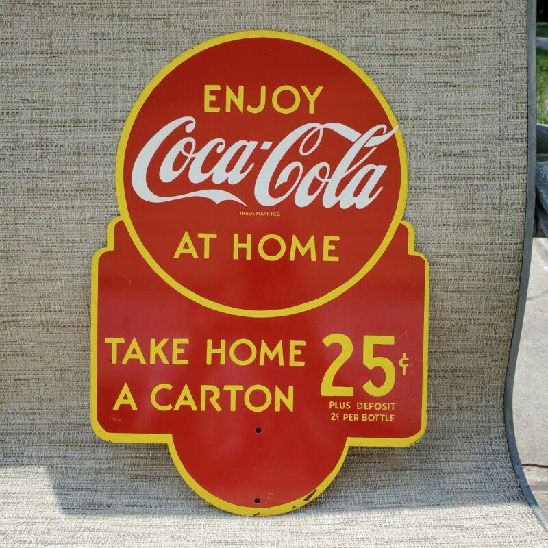 Coca Cola sign enjoy at home take home a carton double sided advertising