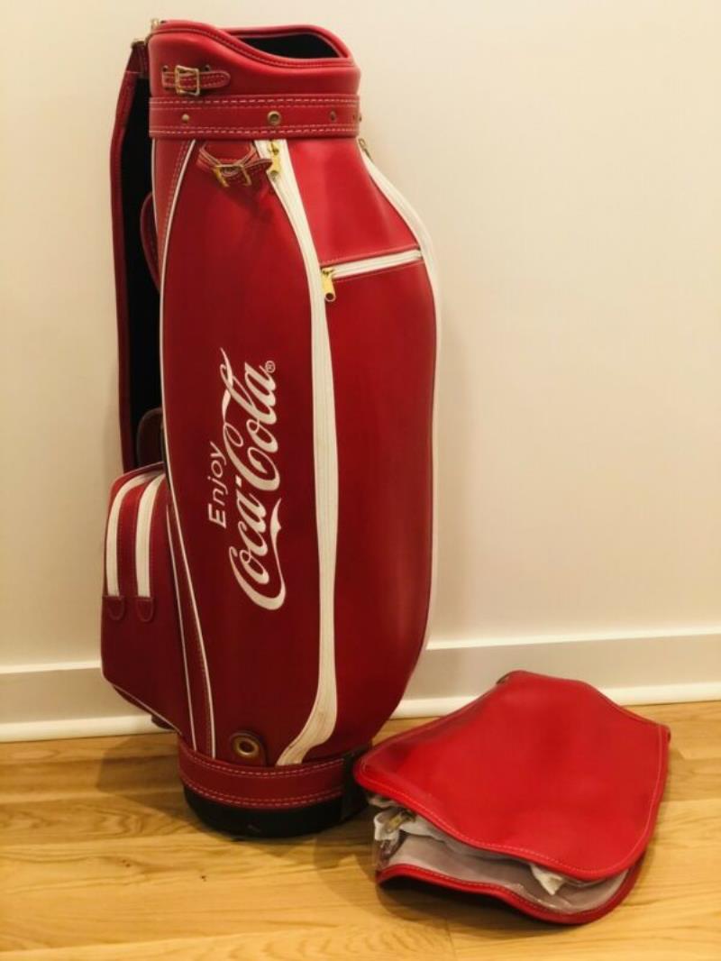 New Vintage Coca-cola Enjoy Golf Bag With Rain Guard & padded strap Felt inside